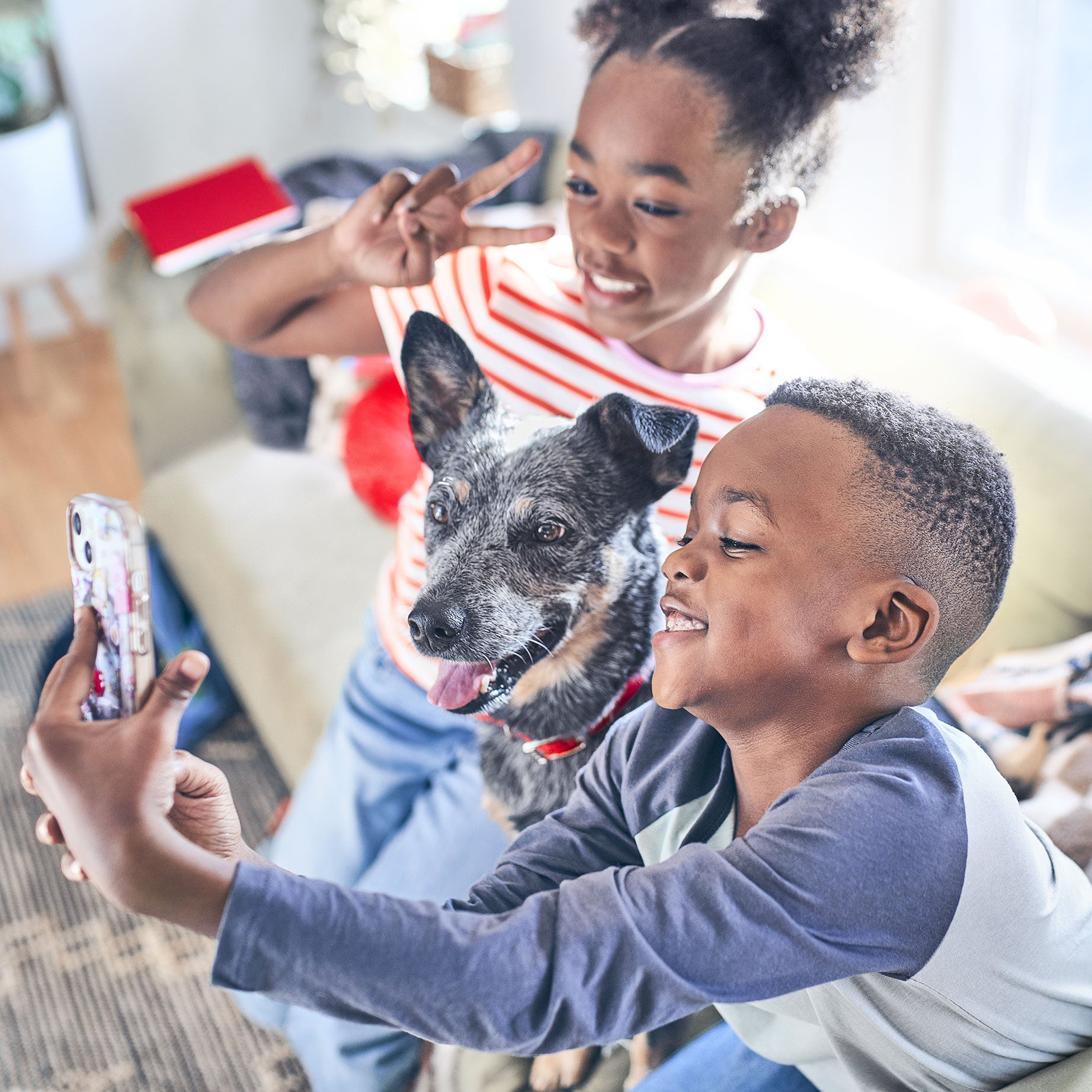 Children with a dog